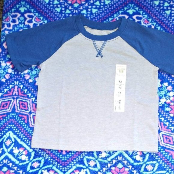 JUMPING BEANS baby boy t-shirt, gray with navy blue, 12 MONTH k-340 - Picture 1 of 3
